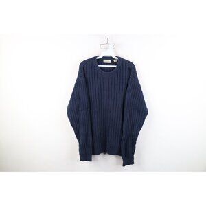 Vtg 90s Streetwear Mens XL Faded Blank Heavyweight Cotton Ribbed Knit Sweater